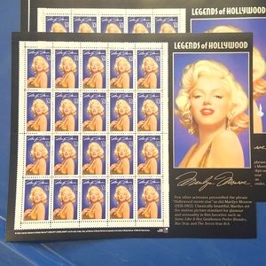 4 Sheets of Marilyn Monroe Stamps